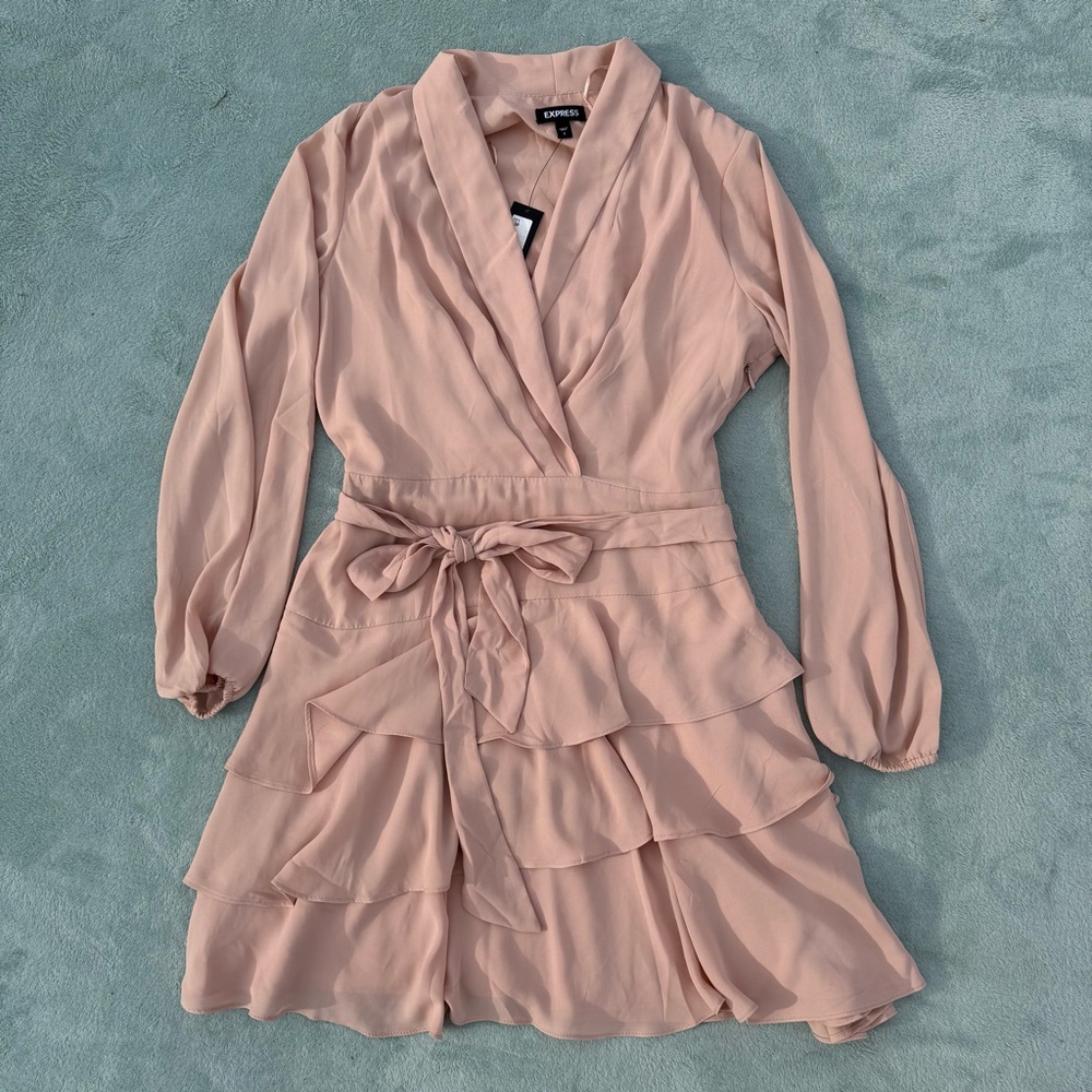 Express tiered ruffle collared dress